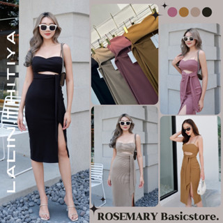 LALIN Dress 🍁เดรสเว้าท้อง ผ้าร่องเนื้อนิ่มกระชับ งานป้าย Thitiya #Rosemary Basicstore