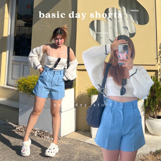 summer color seoulday_stuff◆(BDS034) Basic Day Shorts ไซส์ XS-4XL กางเกงขาสั้นผ้าเคนนี่ เอวสูง ทรงสวย ใส่สบายมากค่า