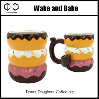 Donut Doughnut Coffee cup แก้ว แจกันแก้ว ไปป wake and bake