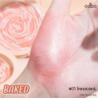 ODBO BAKED SNOWY BLUSH OD1308 บลัชลายแคนดี้ สีสวยละมุน