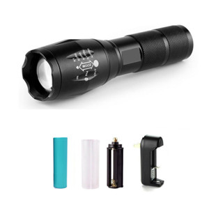 ไฟฉายพร้อมใช้ Zoomable 2600 Lumen 5 Mode  CREE XM-L T6 LED 18650 Flashlight + Battery18650   + ที่ชาร์จ Battery Charger