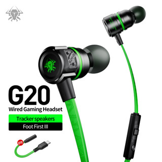 PLEXTONEG20 IV jack 3.5+ตัวแปลง Type-C Double Bass Gaming Earphone หูฟังเอียร์บัดแม่เหล็กหูฟังลดเสียงรบกวนพร้อมไมค์