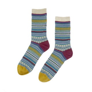 ถุงเท้า COMFY SOCKS Tribal Stripe Socks - Khaki ลวดลายถุงเท้าสวยงาม เหมาะสำหรับใส่กับรองเท้าบูต และรองเท้าผ้าใบ