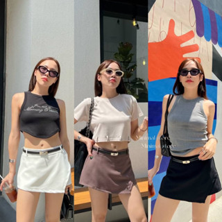 vibe  New mini skort with belt   ใจบางสุดๆกับกระโปรงกางเกงรุ่นใหม่ มีเข็มขัดแถมให้