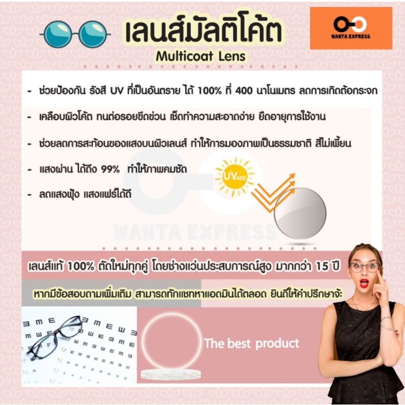สั่งตัดเลนส์ ย่อบาง INDEX 1.56 แถม กรอบแว่น ตัดแว่น สายตาสั้น สายตายาว แว่นกรองแสง ออโต้บลูบล็อก เปลี่ยนสี ตัดเลนส์สายตา