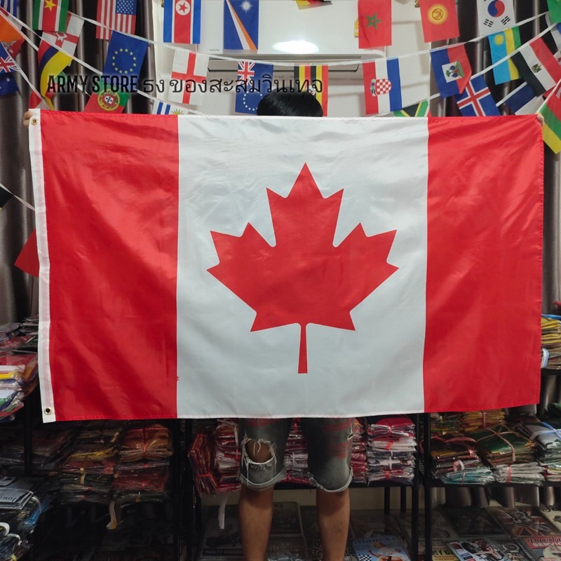 ใบกำกับภาษี โปรส่งฟรี> ธงชาติ แคนาดา Canada Flag 4 Size พร้อมส่งร้านคนไทย