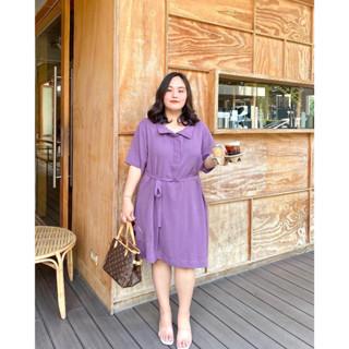 LEAH DRESS เดรสลูกคุณหนู เดรสใส่ทำงาน ผ้านิ่ม ไม่ต้องรีด แฟชั่นสาวอวบ เสื้อผ้าPlussize : by Plus.bkk