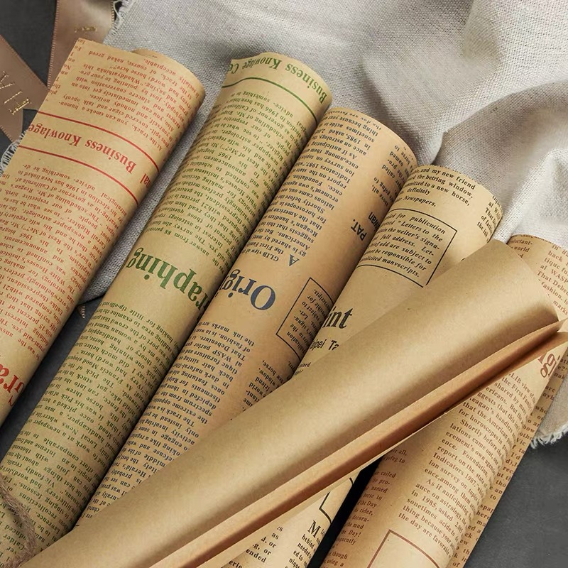 OurHome [หนังสือพิมพ์ภาษาอังกฤษวินเทจ] Vintage English newspaper อุปกรณ์ประกอบฉาก บรรจุภัณฑ์ดอกไม้ของขวัญ photo props