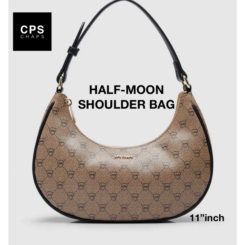 พร้อมส่ง🤎CPS CHAPS HALF-MOON SHOULDER BAG IN MONOGRAM PU