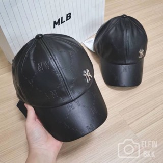 แท้ 💯 MLB Dia Monogram Embo PU Bucket Hat/Cap หมวกแก๊ปหนัง หมวกปีกกว้าง หนัง PU สีดำ สีเบจ สีน้ำตาล