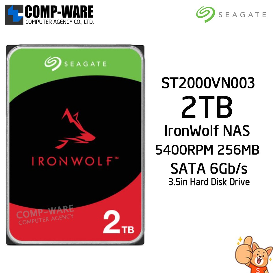 Seagate 2TB IronWolf NAS SATA 6Gb/s 5400RPM 256MB Cache 3.5-Inch Internal Hard Drive - ST2000VN003 -