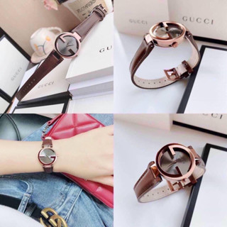 🦋สินค้าพร้อมส่ง🦋   New🤍Gucci Interlocking Watch 🌟🌟 สายหนังแท้  หน้าปัด 29 mm.  มีใบรับประกัน 2 ปี