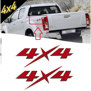 สติ๊กเกอร์ 4 X 4 สีแดงแปะท้าย d-max 2012 - 2015**ครบเครื่องเรืองประดับยนต์**