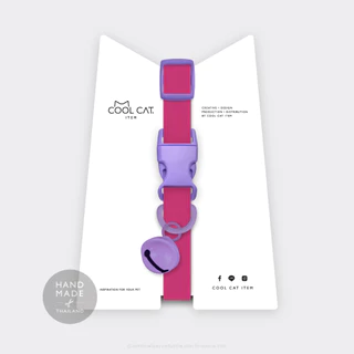 ปลอกคอแมวนิรภัย ยางยืด รุ่น Safe & Soft : เซตสีชมพูเข้ม