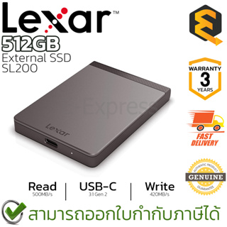 Lexar 512GB, Portable SSD USB 3.1 Gen2 Type-C เอสเอสดีพกพา ของแท้ ประกันศูนย์ 3ปี