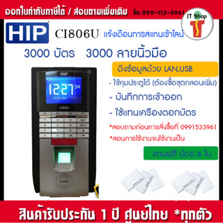 HIP Ci806U เครื่องสแกนลายนิ้วมือ 3000 ผู้ใช้ และทาบบัตรคีย์การ์ดเพื่อบันทึกเวลาและเปิดประตู