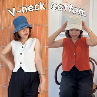 พร้อมส่ง✨ V-neck cotton เสื้อผ้าฝ้ายคอวี ใส่สบาย