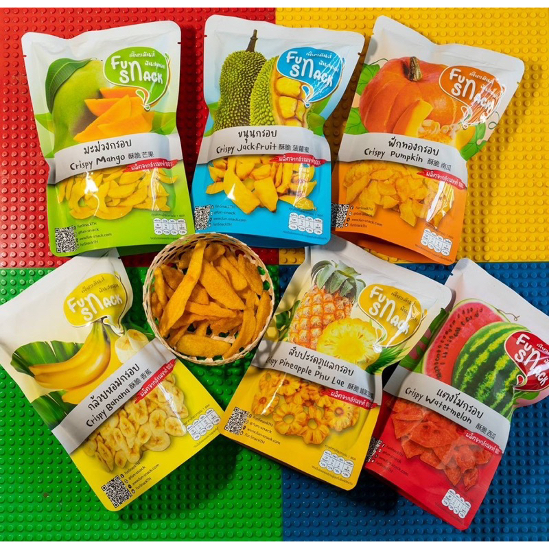 ผลไม้ทอดกรอบ Fun Snack ผลไม้แท้ 100% ไม่ใส่วัตถุกันเสีย 6 ถุง เลือกได้ทุกรสชาติ