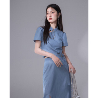 🩵Cornflower Hanfu Set -ชุดเซ็ตเสื้อ+กระโปรง คอจีน🩵