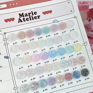 Marie Atelier Glitter 40 Colors เซตสีกริตเตอร์ 40 สี สีทาเล็บสีกริตเตอร์แบรนด์ Marie Atelier เม็ดกริตเตอร์หลากสี