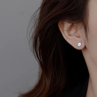 GLAMOR✨ต่างหูพลอย Moonstone ต่างหูเงินแท้ ต่างหูแฟชั่น ตุ้มหูเงินแท้ ต่างหูเงิน จิวเงินแท้