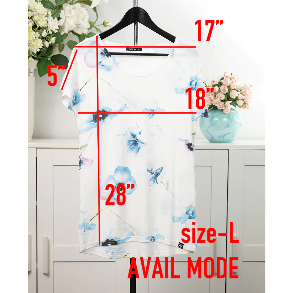 เสื้อคอกลมแขนสั้น AVAIL MODE สีขาวลายดอกไม้ ไซส์ L thumbnail 3