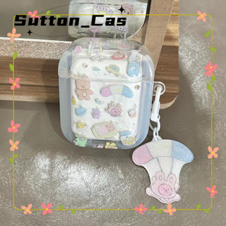 ❤️ส่งของขวัญ❤️ เคสแอร์พอด 1 2 การ์ตูน กราฟฟิตี น่ารัก เคส AirPods 3 pro ความสุข หมีน้อย case for AirPod Pro2 AirPodsgen2