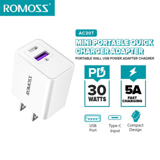 ROMOSS AC30T PD30W Super Fast Charge USB Type C Charger 5A QC/PD3.0 Mini Portable Adapter