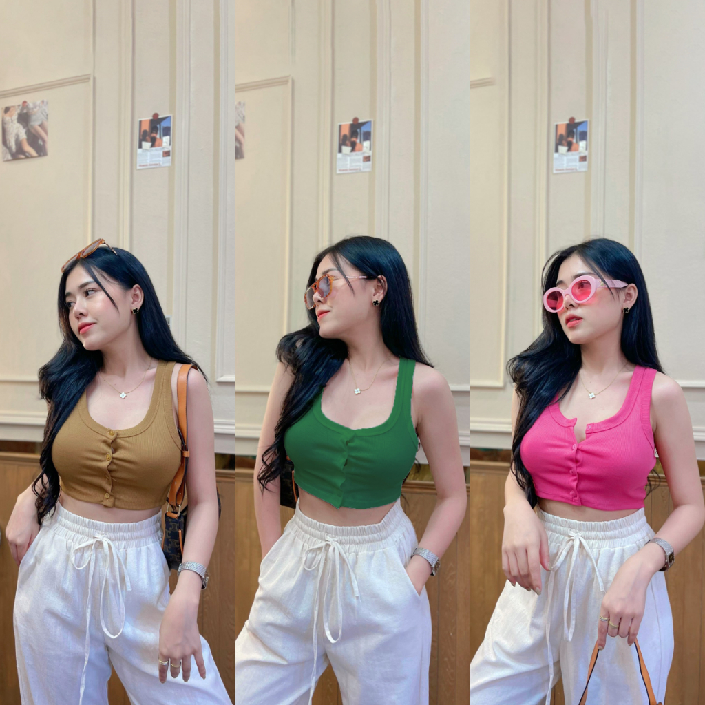 SpinnyHouse เสื้อครอป CROPTOP กางเกงขายาว ผ้าเรยอน ขาดเข่า ใส่สบายมากๆๆ งานตรงปก