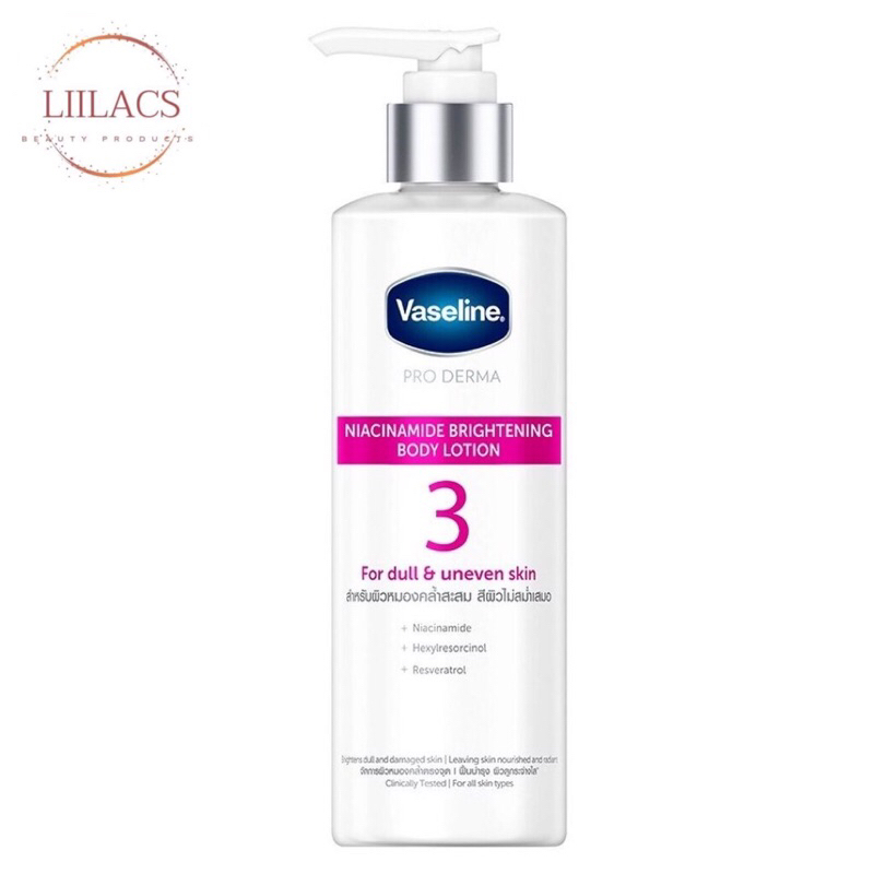 Vaseline Pro Derma 3 Niacinamide Brightening Body Lotion 250 ml. วาสลีนสูตร 3 โปรเดอร์มา ไนอาซินาไมด