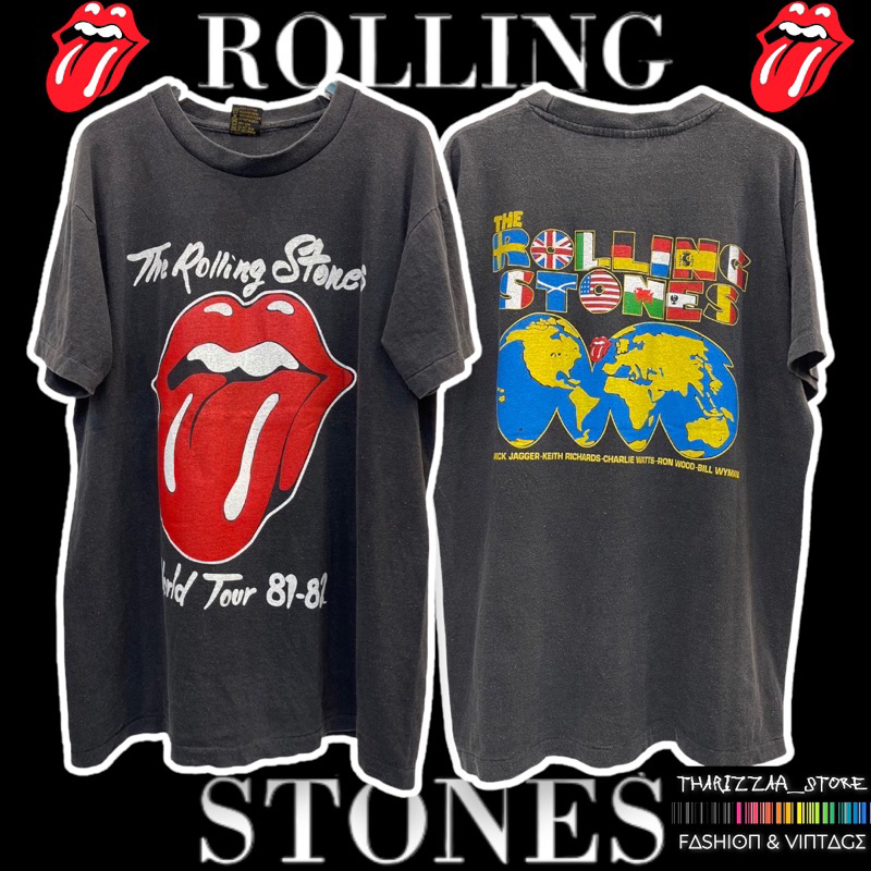 เสื้อยืดผ้าฟอกเฟด เทาดำ The Rolling Stones