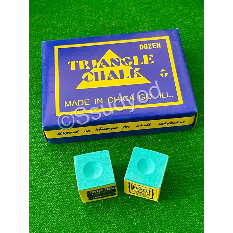 ชอล์กฝนหัวคิว ( 2 ก้อน ราคา 29 บาท ) ยี่ห้อ TRIANGLE สีเขียวอ่อนเกรด 3A สำหรับโต๊ะสนุ๊กเกอร์ โต๊ะพูล