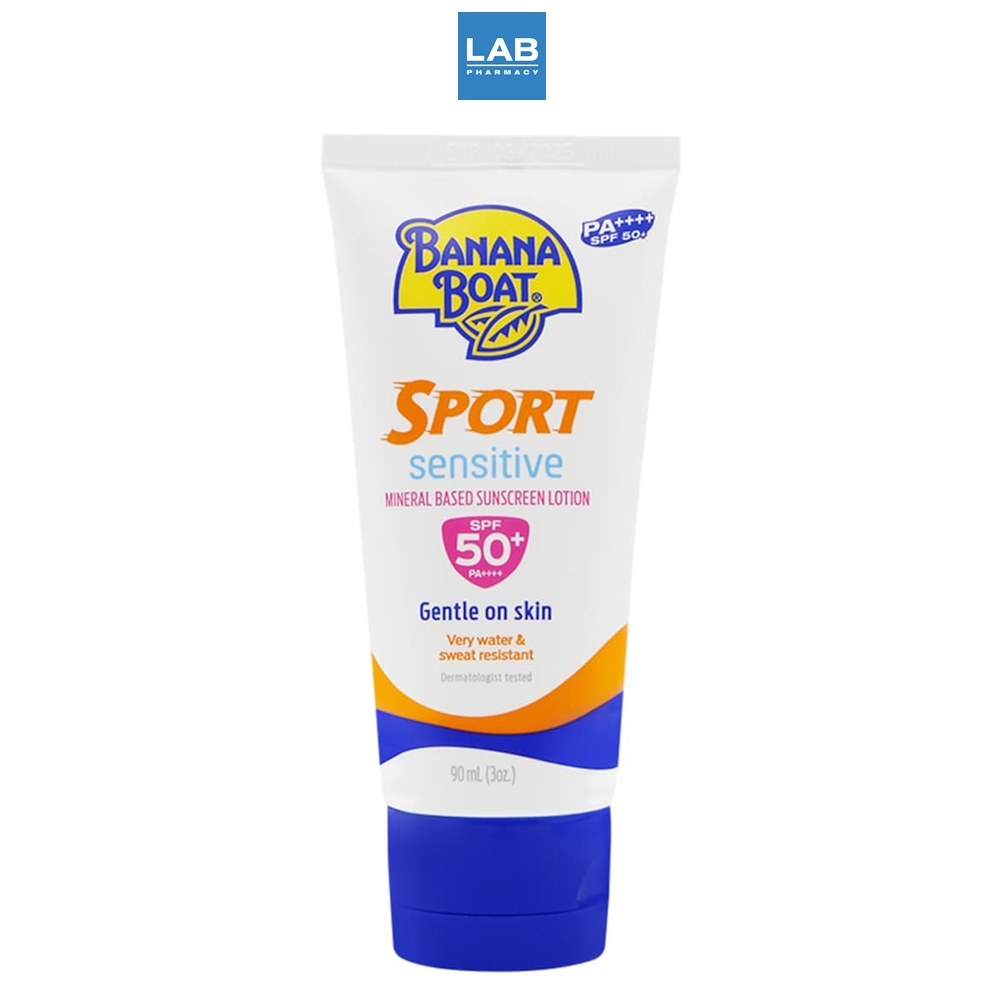 Banana Boat Sport Sensitive Mineral Based Sunscreen Lotion SPF50+ PA++++ 90 ml. - บานาน่า โบ๊ท สปอร์ต เซ็นซิทีฟ มิเนอรัล เบส ซันสกรีน โลชั่น เอสพีเอฟ50+พีเอ++++ 90 มล.