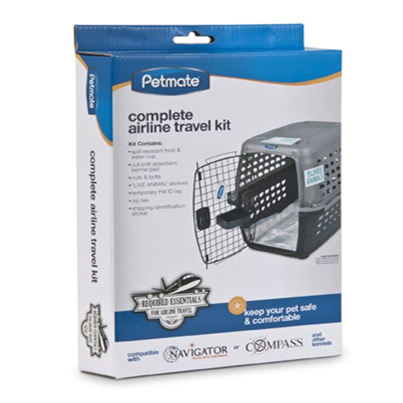 Petmate Airline Travel Kit อุปกรณ์เสริม Box/กรง สุนัขขึ้นเครื่องบิน ชามเกาะกรง+แผ่นรอง+น๊อตเหล็ก+zip ties+สติ๊กเกอร์