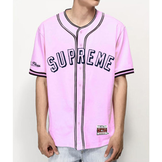 เสื้อ Baseball Shirt เสื้อเบสบอล เสื้อแฟชั่นกีฬา เสื้อแนวสตรีท /แขนสั้น สีชมพู #BB0014 โอเวอร์ไซส์ S-XL