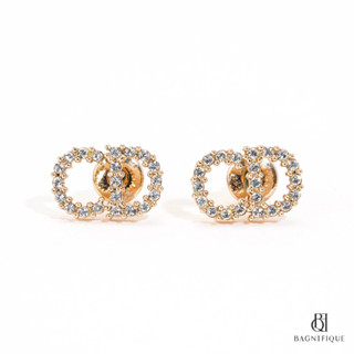 DIOR EARRING CD 1 CM GOLD CRYSTAL GHW