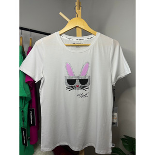 เสื้อยืดKarl lagerfeld " เสื้อยืดหญิงกระต่ายวิ้งปักคริสตัล ขาว"งานKarl  lagerfeld แท้100%