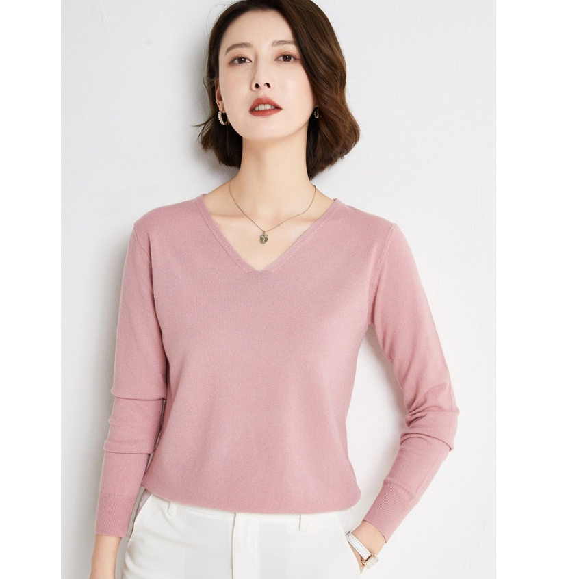 🌸Herberty สีใหม่🔥 มีไซต์ เสื้อสเวตเตอร์ คอวีแขนยาว ไหมพรมนุ่มงานป้าย GREAT BKK sweater