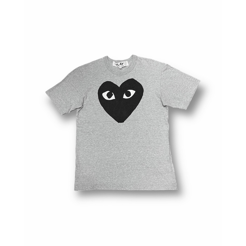 เสื้อยืดมือสอง ลิขสิทธิ์แท้ VINTAGE COMME DES GARCONS PLAY GREY &amp; BLACK BIG HEART Size S มือ2