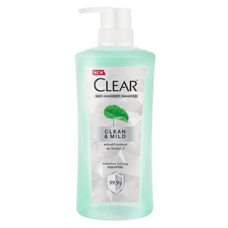 (คุ้มมมมมมมม!) Clear เคลียร์ แชมพูขจัดรังแค Clean and Mild (เขียวใส) สูตรอ่อนโยน ลดแบคทีเรีย 99% ขนาด 450ml