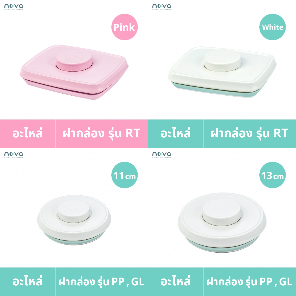 NOVA อุปกรณ์และอะไหล่ต่างๆ ฝากล่องรุ่น RT, PP, GL, SQ อะไหล่ที่แขวนช้อน ที่ปาดนม ช้อนตักนม