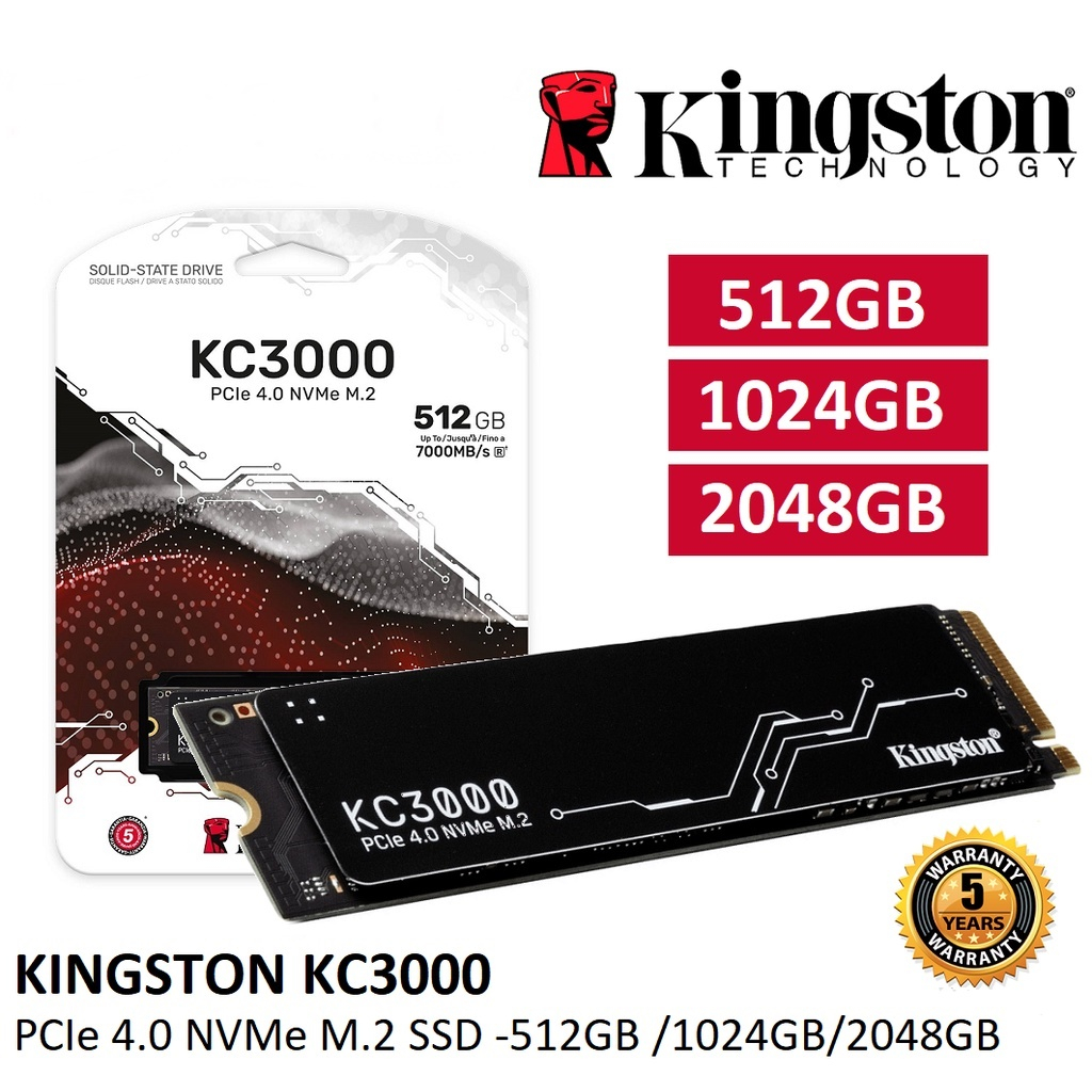 512 GB / 1TB SSD (เอสเอสดี) KINGSTON KC3000 - PCIe 4/NVMe M.2 2280 (SKC3000S/512G) (SKC3000S/1024G)