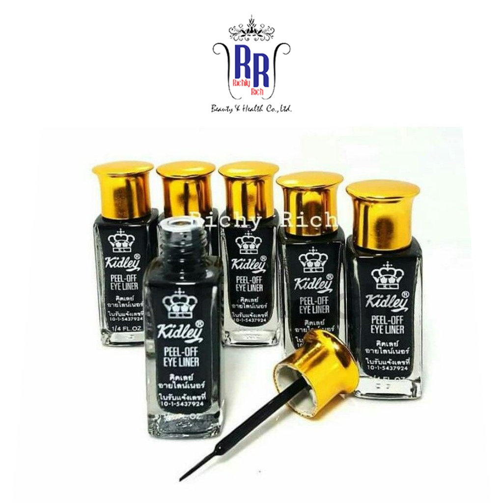 แท้|ส่งไว KIDLEY อายไลน์เนอร์ กันน้ำ Peel-Off Eyeliner เขียนขอบตา เนื้อเจล สีดำ จุกสีทอง คิดเลย์ ริชชี่ริชบิวตี้