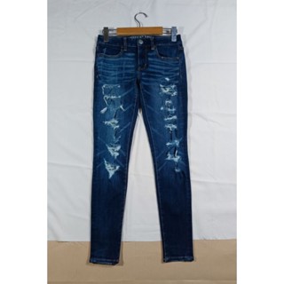 แบรนด์ AMERICAN EAGLE OUTFITTERS รุ่น JEGGING size S กางเกงยีนส์สกินนี่แต่งค่ะสียีนส์เข้มสภาพใหม่กริบค่ะ