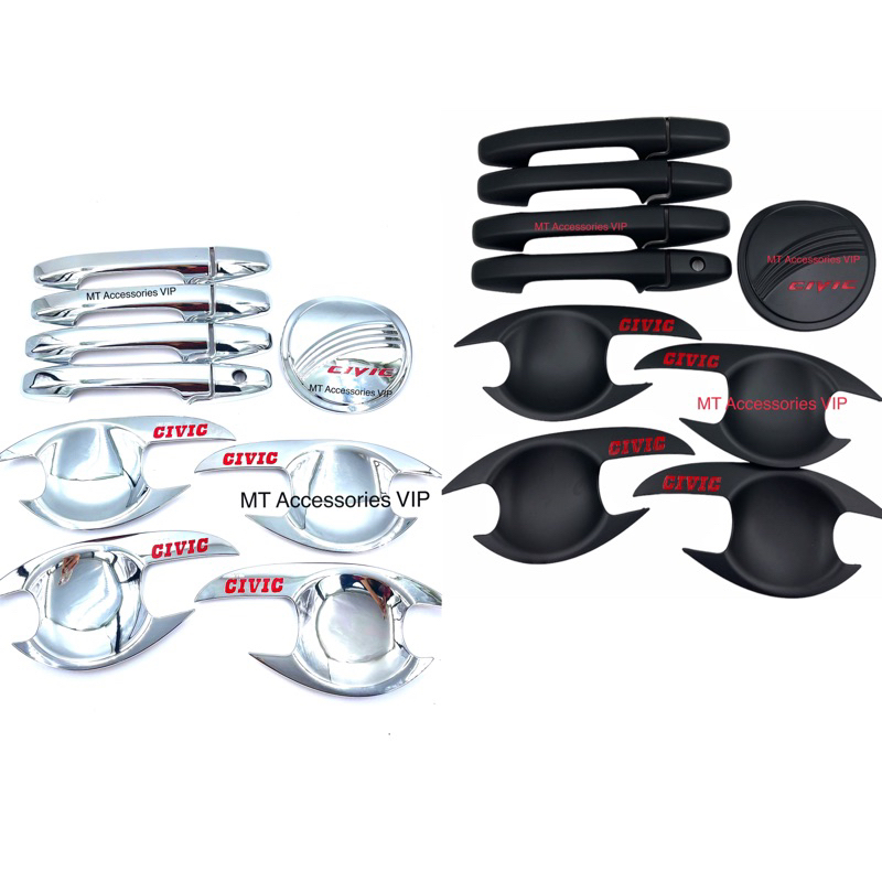 civic fd ปี2006-2011 ซีวิค สีดำ/สีโครเมียม โลโก้แดง เบ้ากันรอย ครอบมือจับ ครอบฝาถัง ลูกค้าเลือกสินค้าได้ในตัวเลือกค่ะ