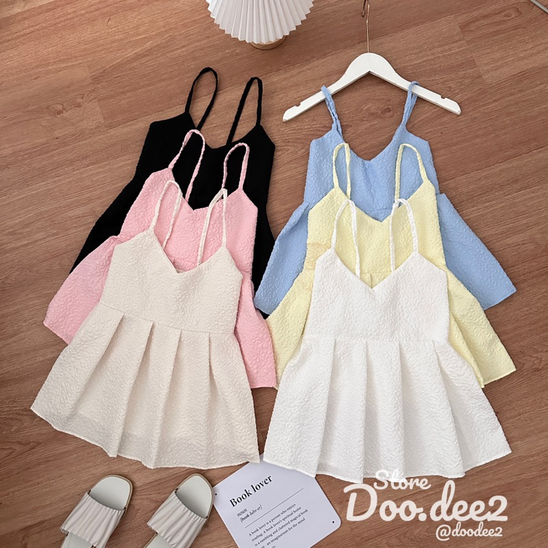 DOODEE2 เสื้อสายเดี่ยว จับจีบช่วงเอว สม็อกหลัง