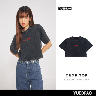 Yuedpao No.1 เสื้อยืดครอป ผ้าหนาทรงสวย ยับยากรีดง่าย รับประกันไม่ย้วย 2 ปี เสื้อ Crop Bleached logo red