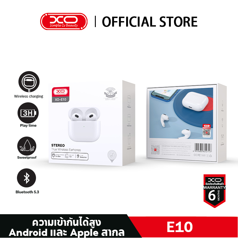 XO-E10 Ture Wireless Stereo หูฟัง หูฟังบลูทูธ หูฟังไร้สาย หูฟังบลูทูธไร้สาย สำหรับios&Android 【รับประกัน 1 ปี】