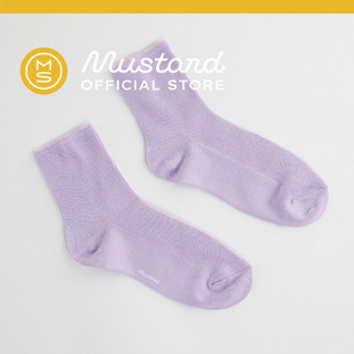 Premium Ribbed Crew Socks (Half) - Lilac ถุงเท้า