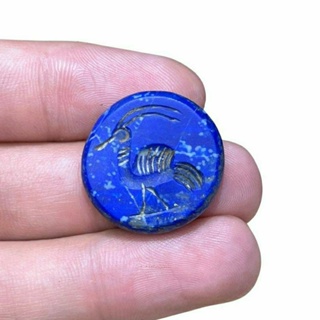 หินลาพิสลาซูลี่ หินแท้ธรรมชาติ หินโบราณ หินแกะสลัก รูปนก Natural Old Lapis Lazuli Intaglio Bird Engraved Signet Cabochon